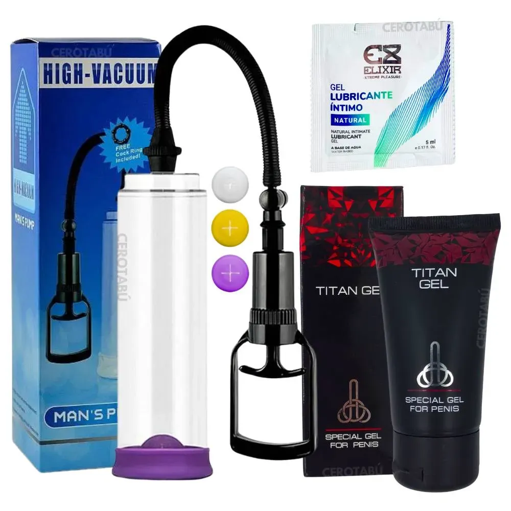 Kit Crecimiento Pene Gel Alargador + Bomba + Lubricante