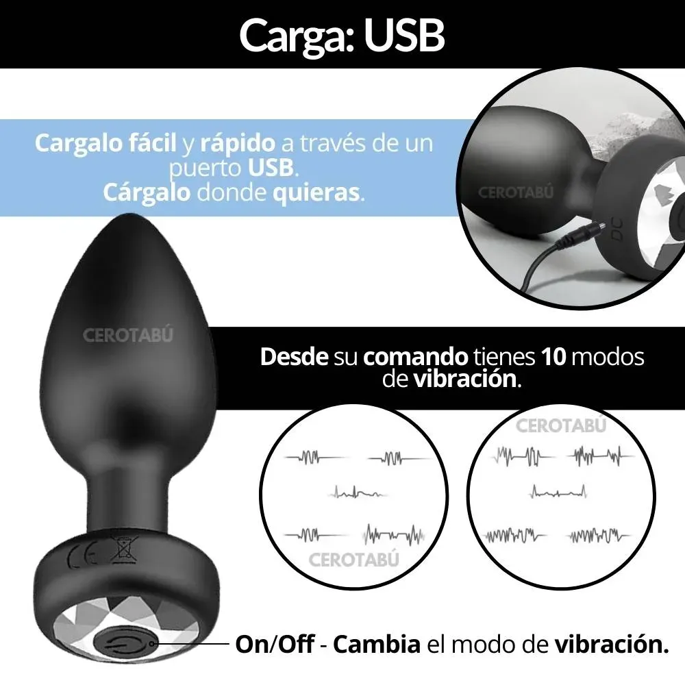 Plug Anal Vibrador Control A Distancia Masajeador Prostático