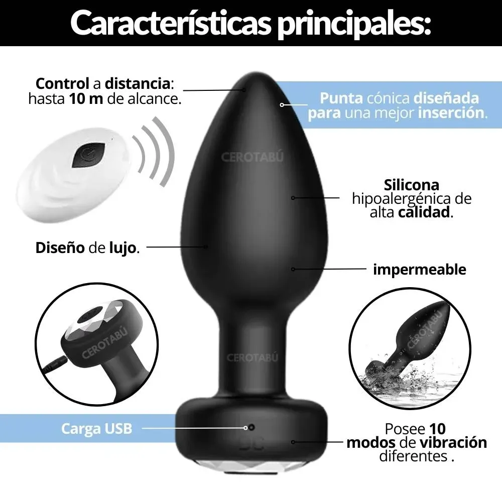 Plug Anal Vibrador Control A Distancia Masajeador Prostático