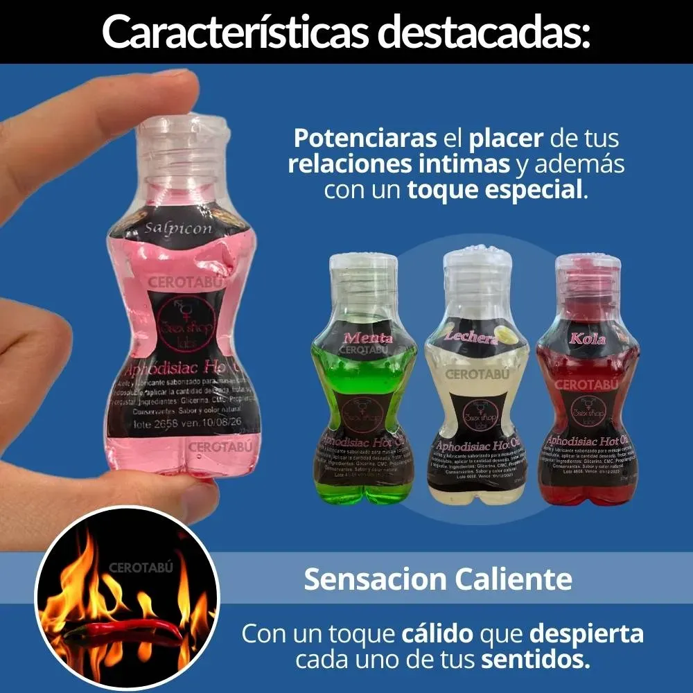 x3 Lubricante Aceite Comestible Sensación Caliente Sexo Oral