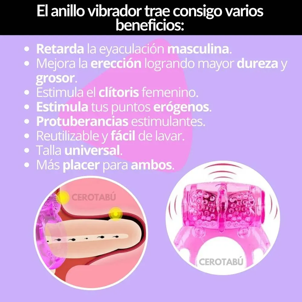 Anillo Vibrador Retardante Para El Pene + Lubricante Neutro