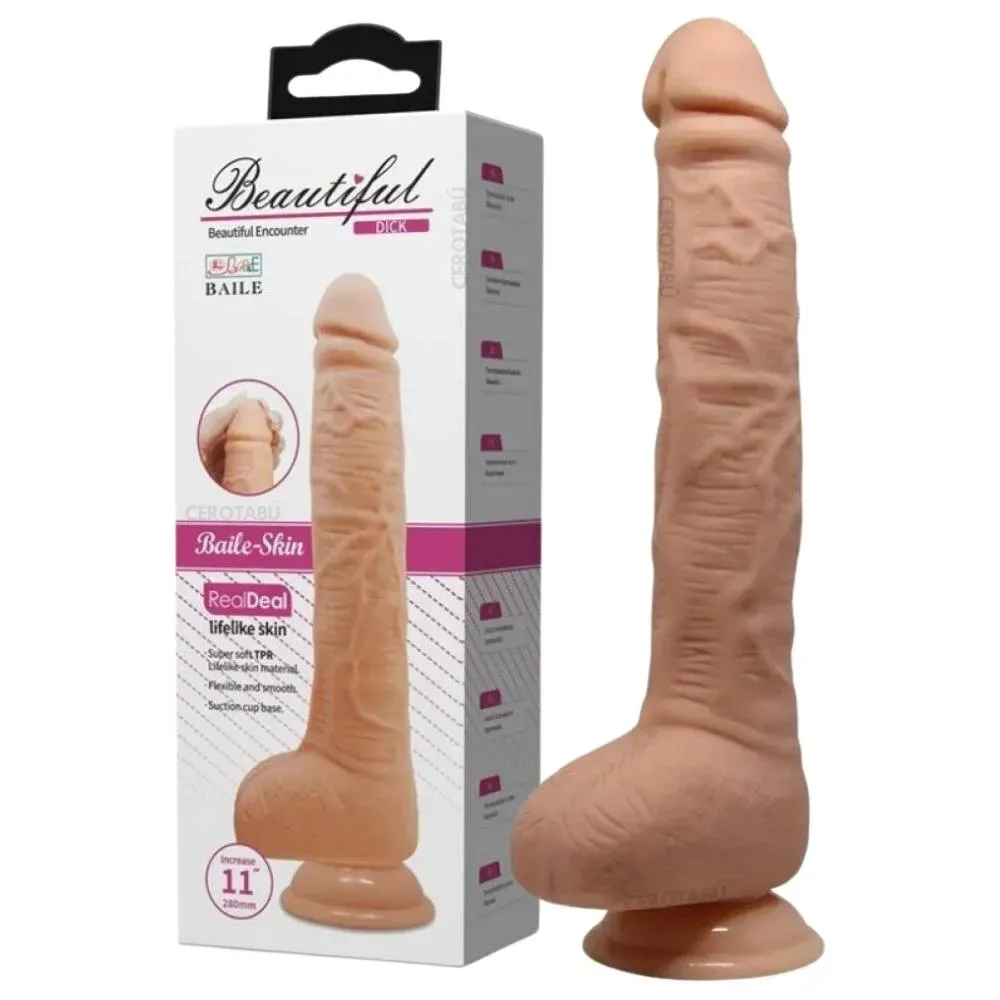 Dildo Realista Pene Grande Con Chupa Adherente Flexible 