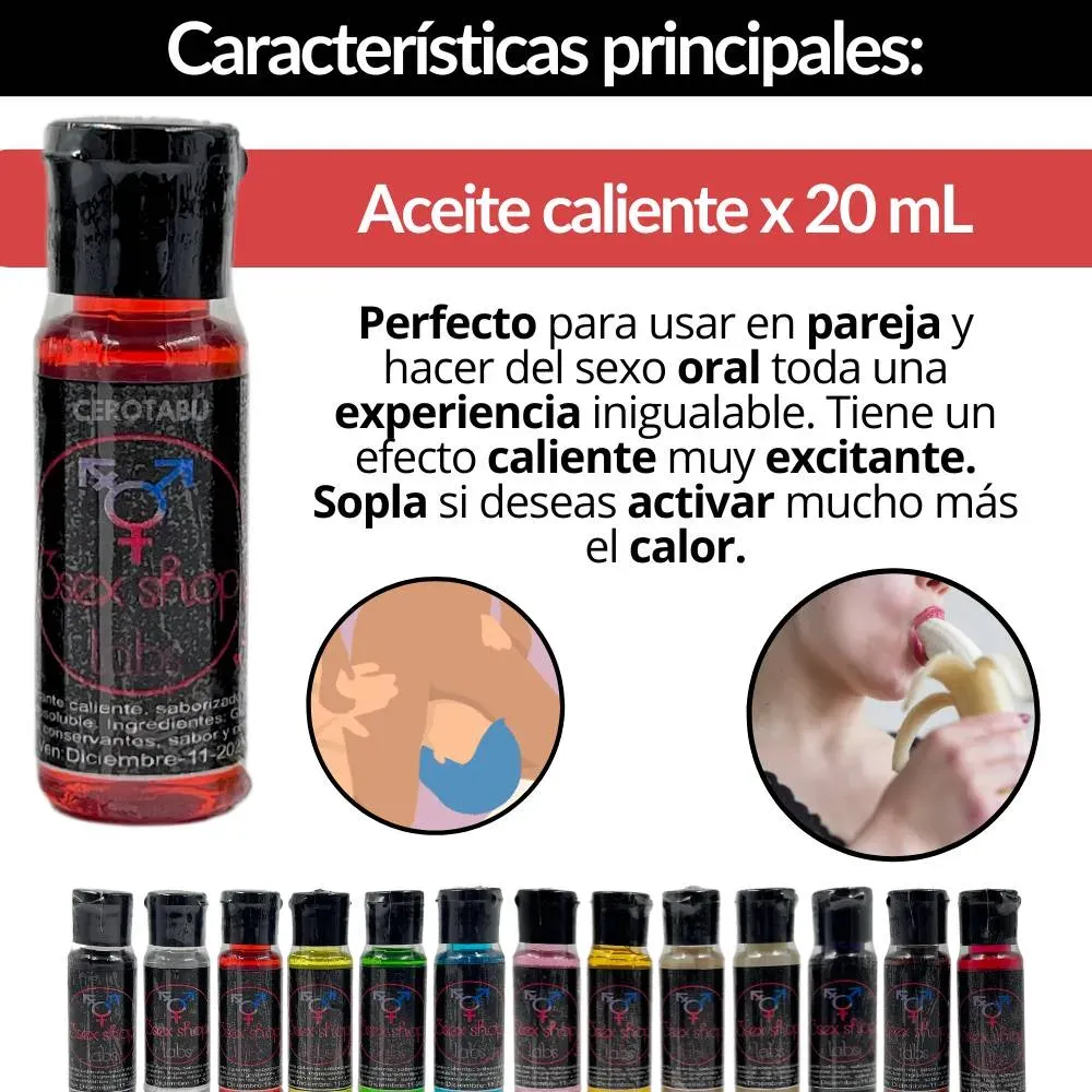 x3 Lubricante Intimo Aceite Comestible Caliente Saborizado