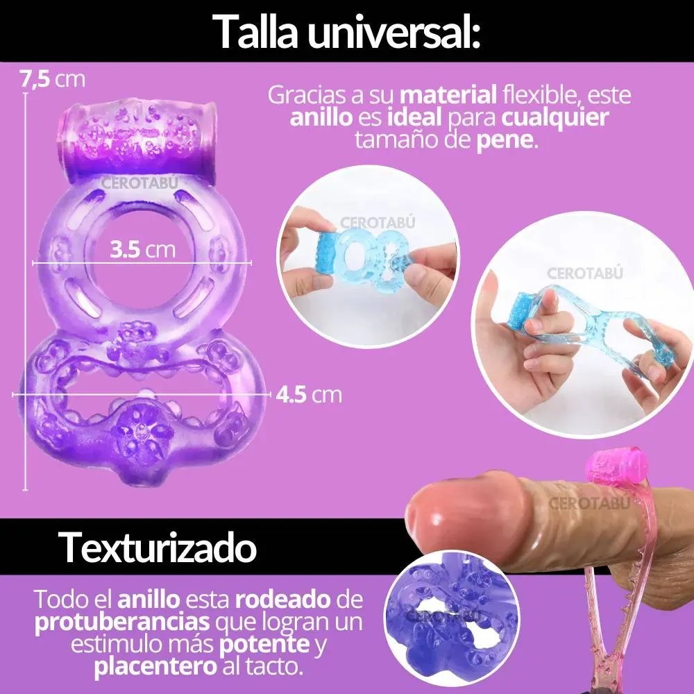 Kit 6 Piezas x2 Vibrador Bala Anillo Plug Potenciador Multiorgasmos