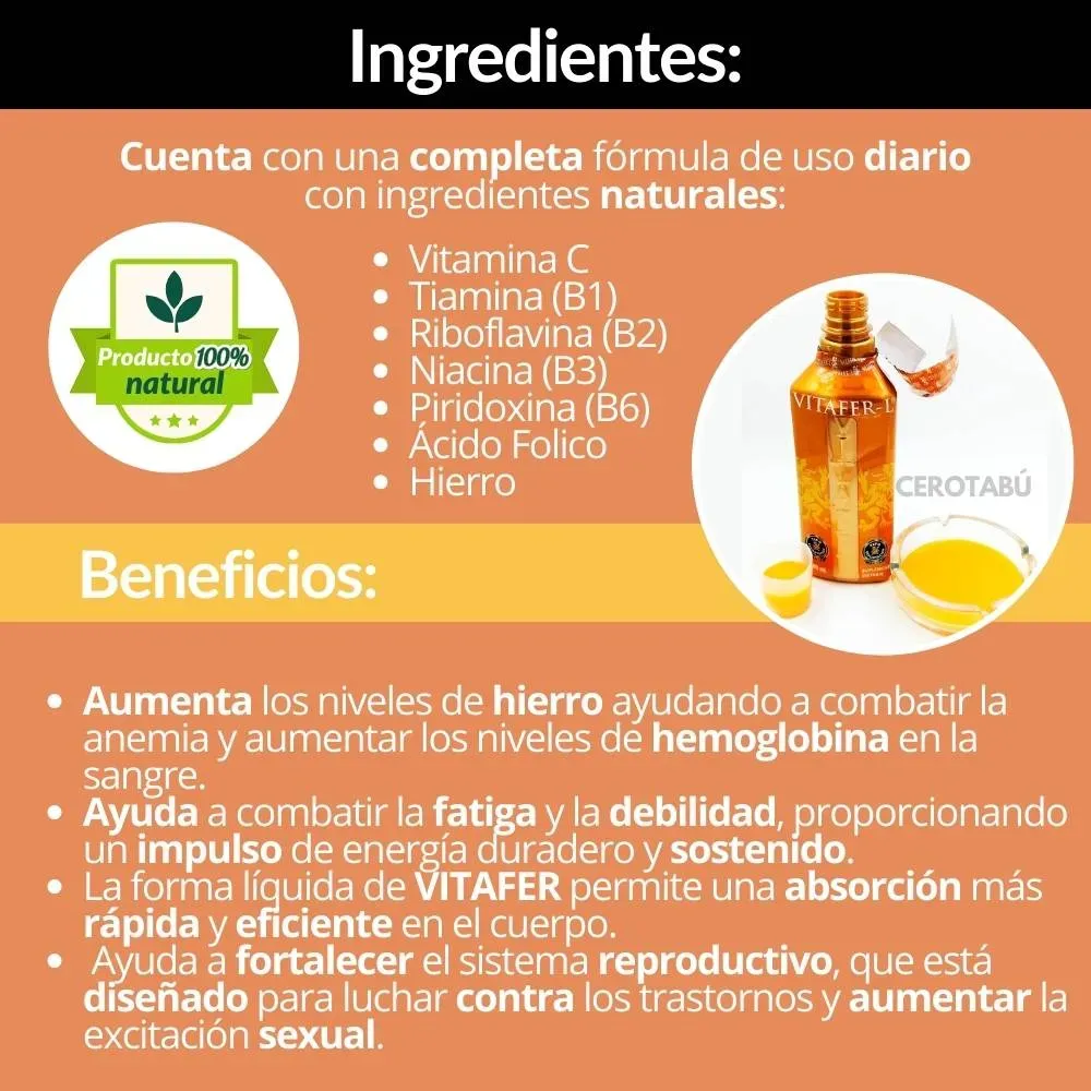 Potenciador Energizante Natural Unisex Vitafer Jarabe 500 ml 