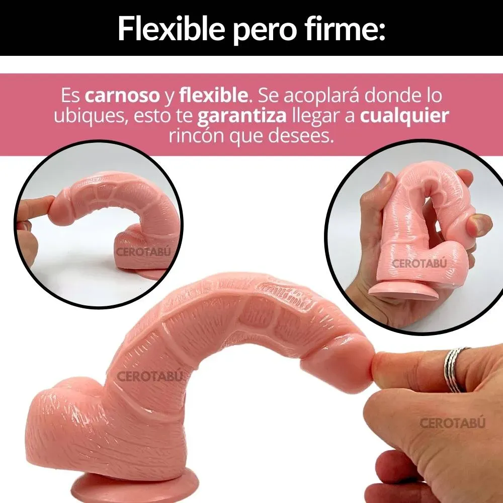 Dildo Pene Realista Consolador Con Chupa Silicona 18.5 cm