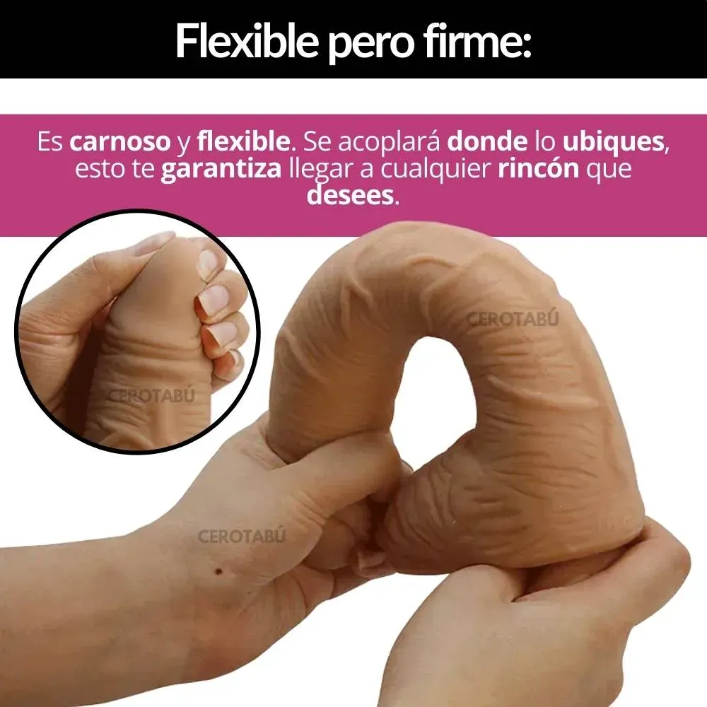 Dildo Realista Pene Grande Con Chupa Adherente Flexible 