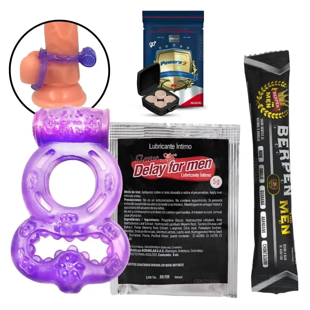 Kit Placer Masculino Retardante + x2 Potenciador + Anillo