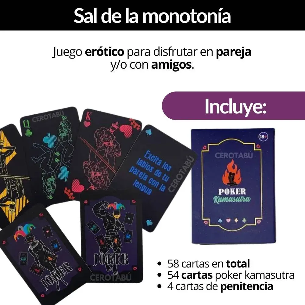 Juego De Mesa Erótico Adultos Cartas Poker Kamasutra Hetero 