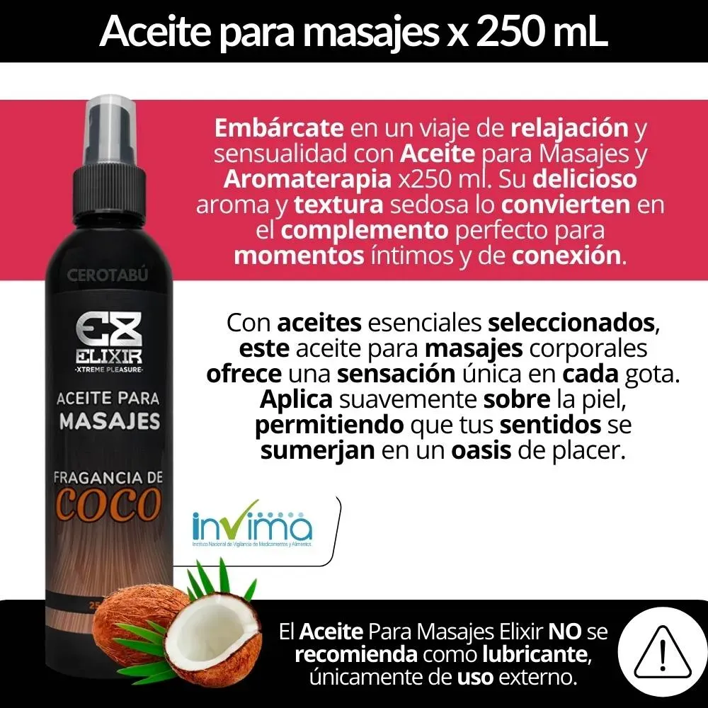 Aceite Caliente Para Masajes Corporal Aromaterapia Elixir 250ml 