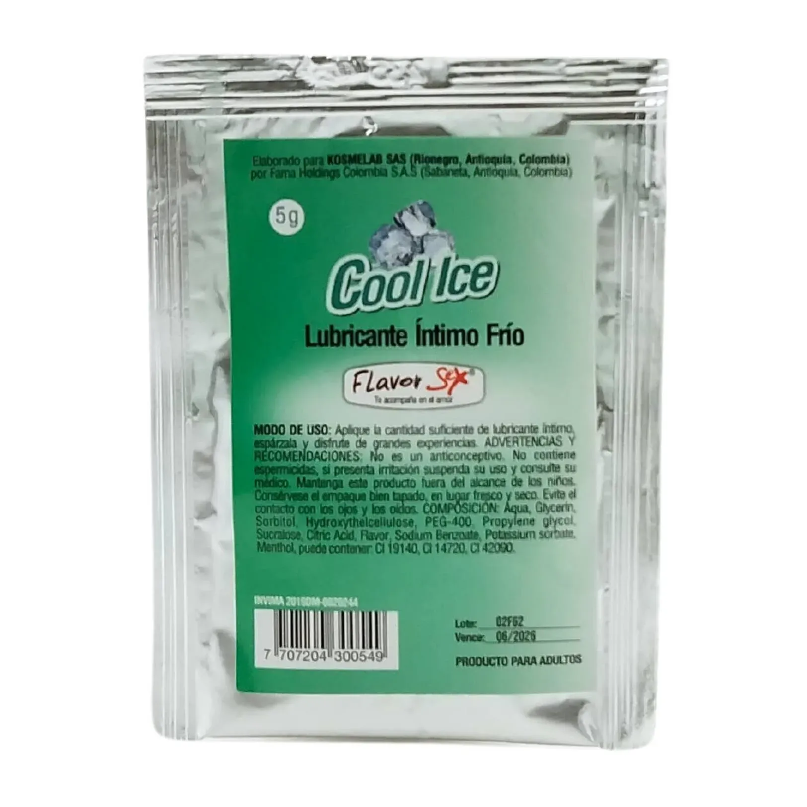 Lubricante Intimo Frío Cool Ice Sabor Menta 5g Flavor 