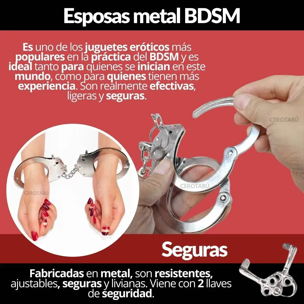 Esposas Metálicas Sometedor Inmovilizador Amarre BDSM 