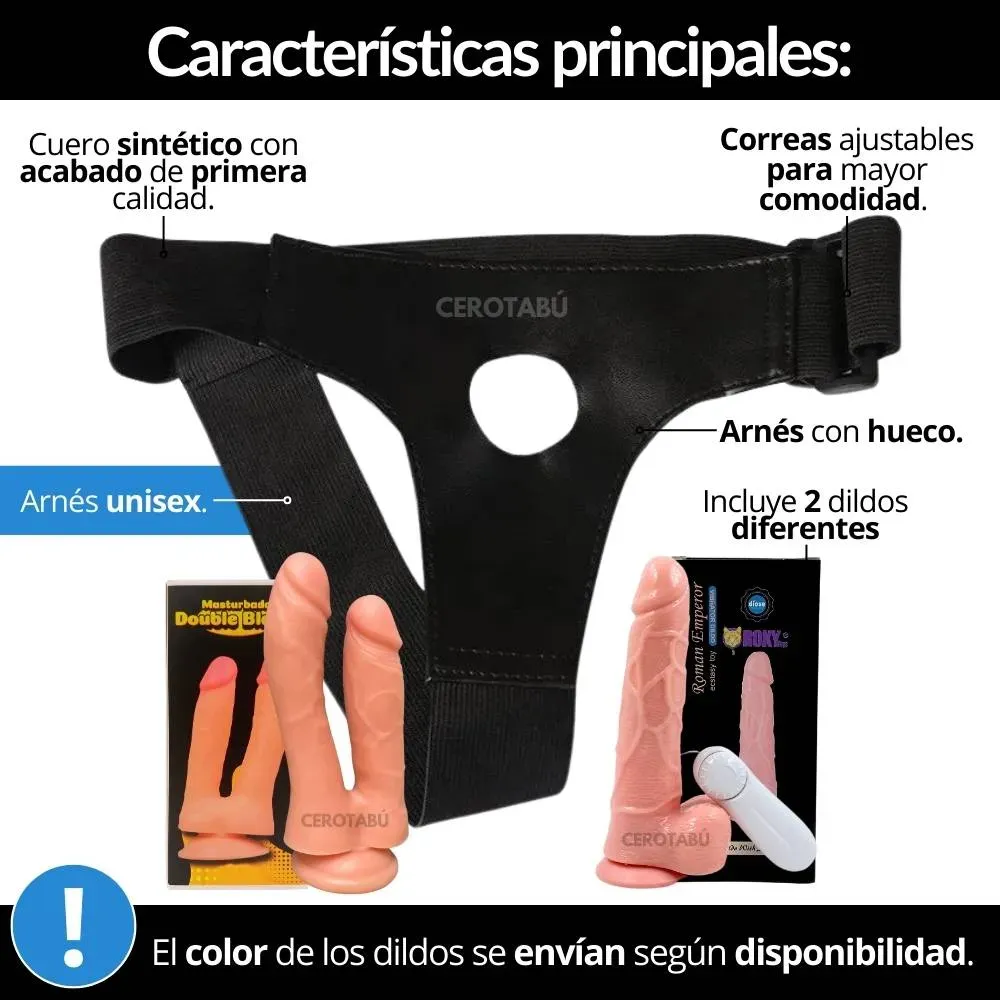 Kit Arnes Hueco + Dildo Vibrador Realista + Dildo Doble Penetracion 