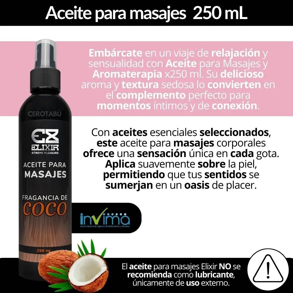 Aceite Caliente Para Masajes Corporal Aromaterapia Elixir 250ml