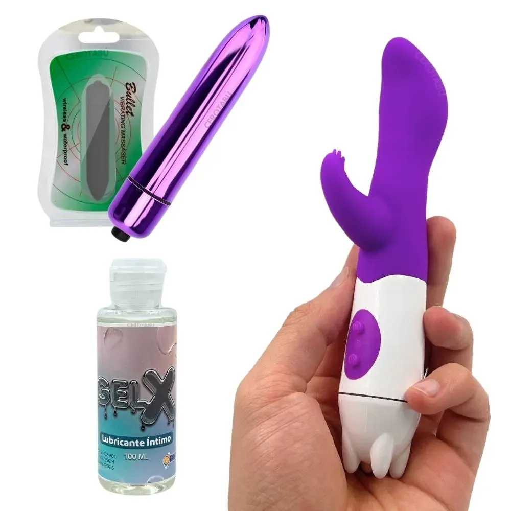 Kit x2 Vibrador Tipo Bala + Doble Estimulación + Lubricante Neutro 