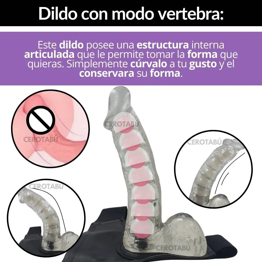 Arnes Harnes Ajustable Dildo Vibrador Realista Modo Vértebra 