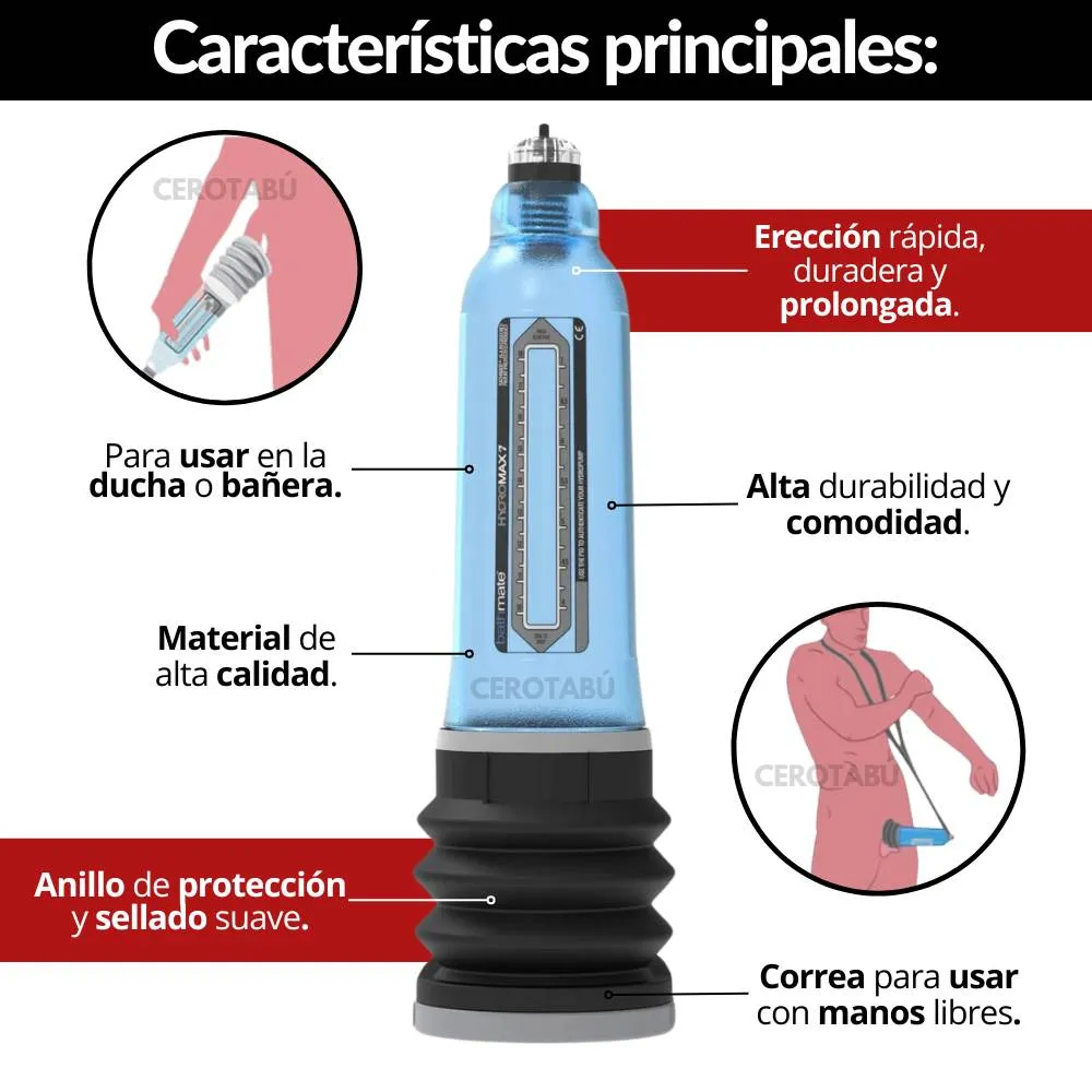 Bomba Succión Crecimiento Pene Hidrobomba Premium Mediana x30