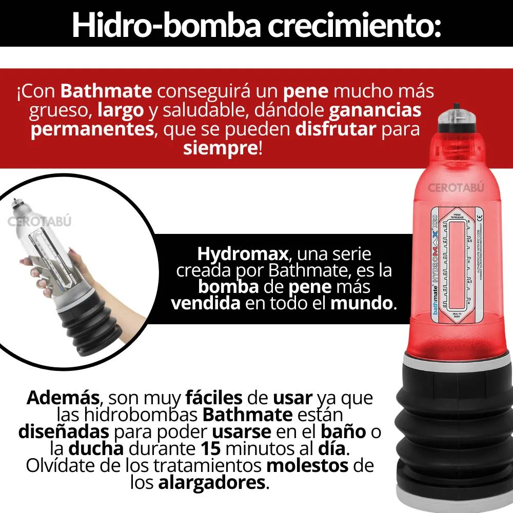 Bomba Succión Crecimiento Pene Hidrobomba Premium Mediana x30