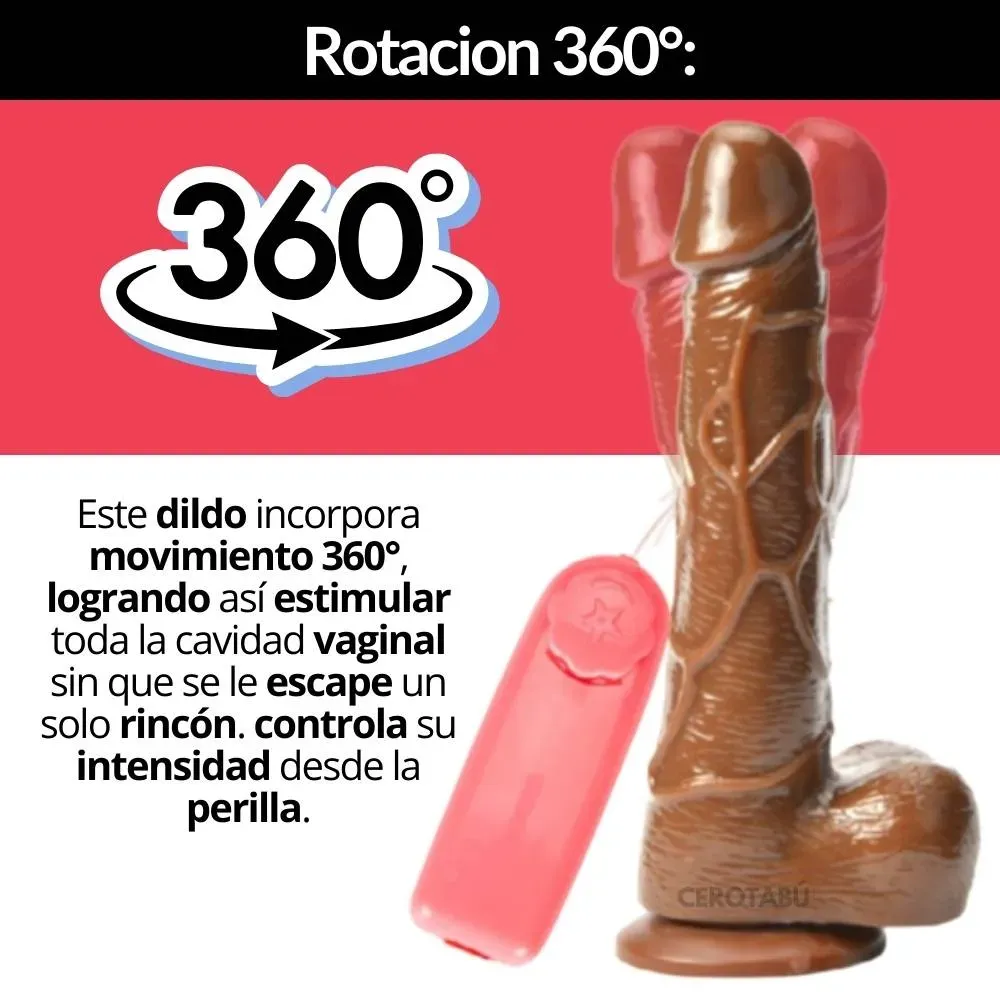 Vibrador Dildo Consolador Realista 16 Cm Giratorio 360 Chupa