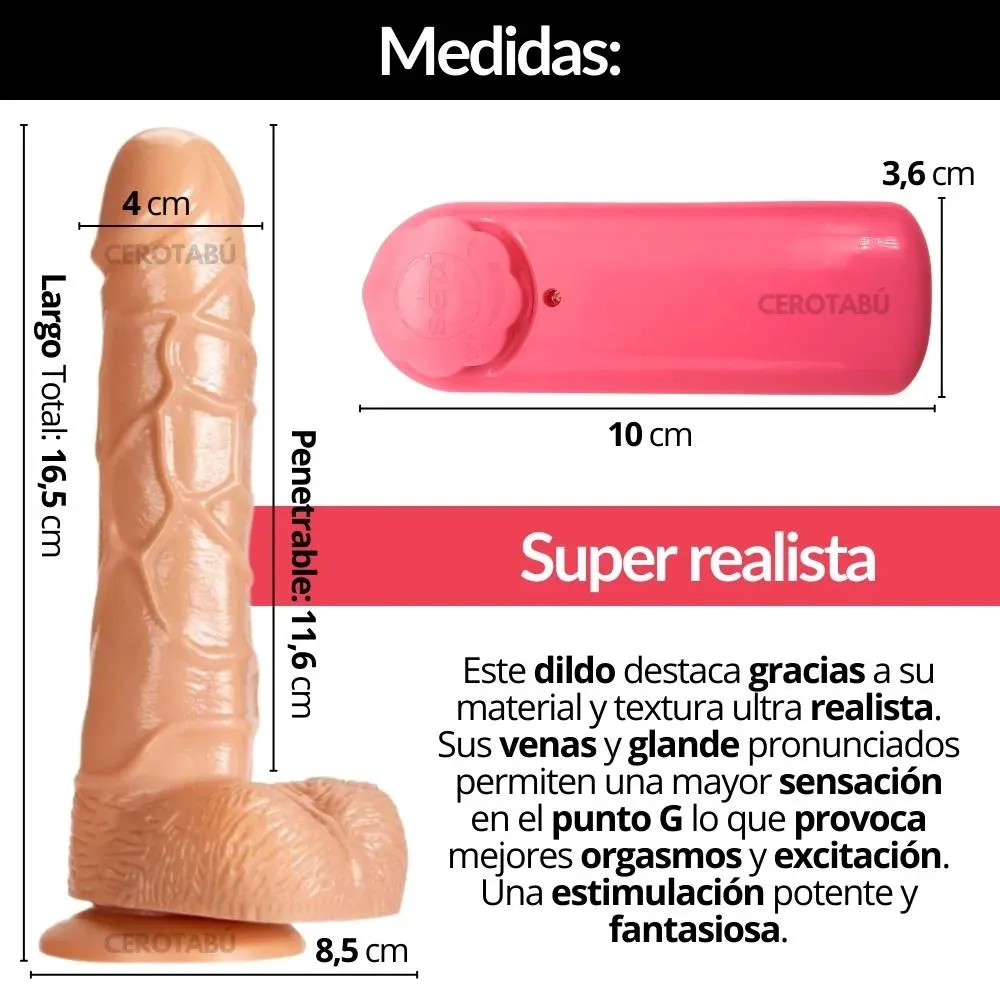 Vibrador Dildo Consolador Realista 16 Cm Giratorio 360 Chupa