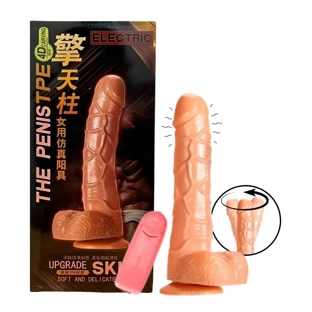 Vibrador Dildo Consolador Realista 14 Cm Giratorio 360 Chupa