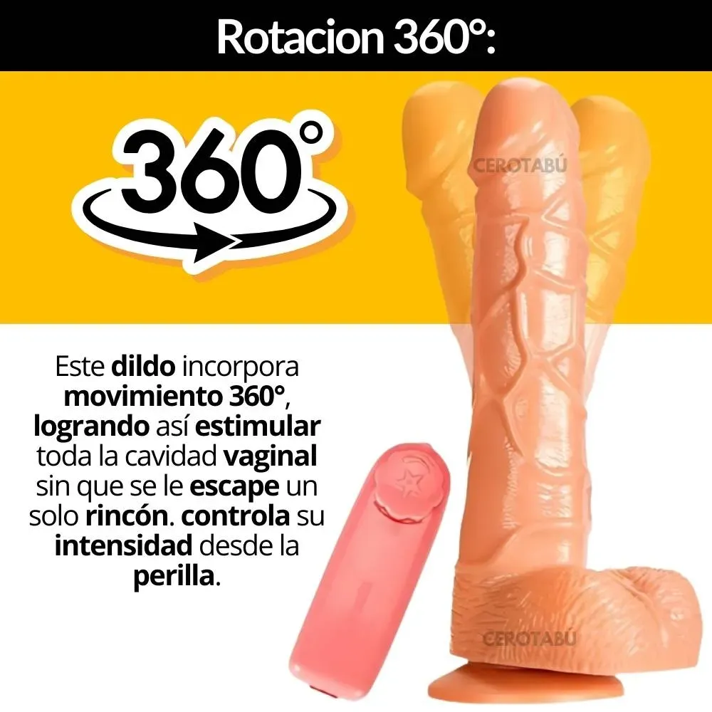 Vibrador Dildo Consolador Realista 14 Cm Giratorio 360 Chupa