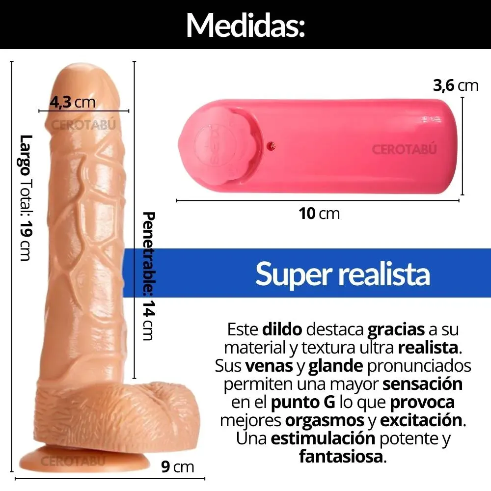 Dildo Vibrador Consolador Realista 19 Cm Pene