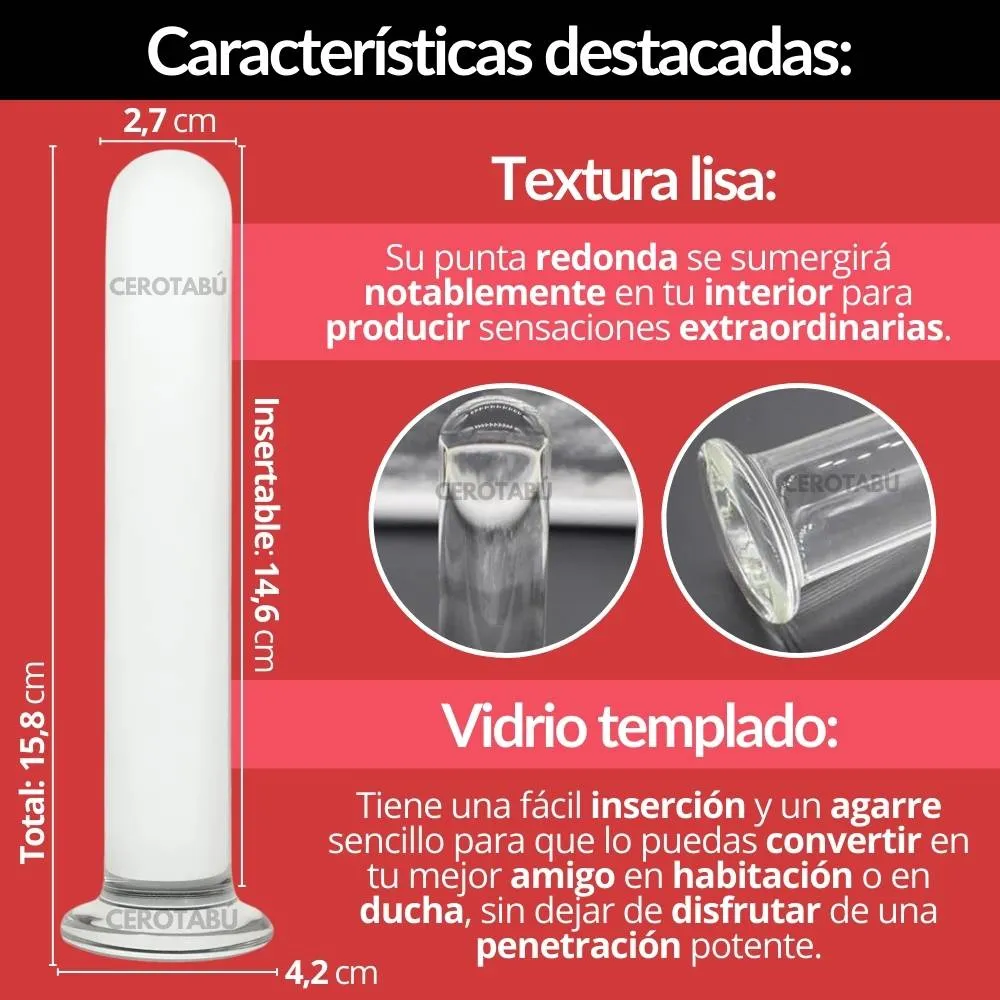 Dildo En Vidrio Consolador Anal Vaginal Textura Lisa 