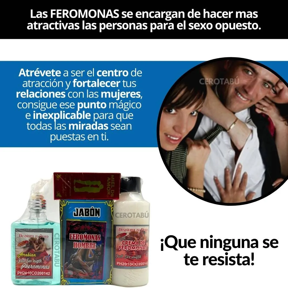 Kit Feromonas Masculino Crema , Locion, Jabon, Amarre