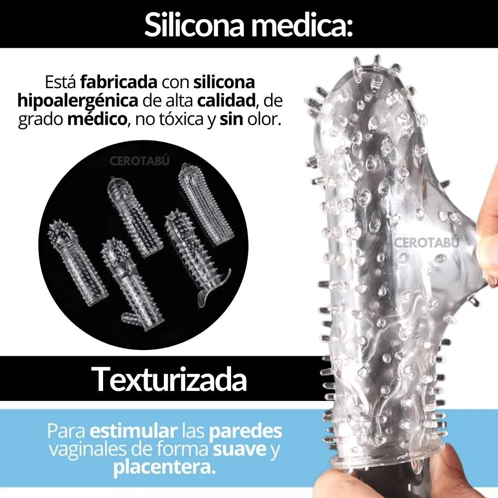 Funda Pene Condón Texturas +Longitud +Grosor Retardante 