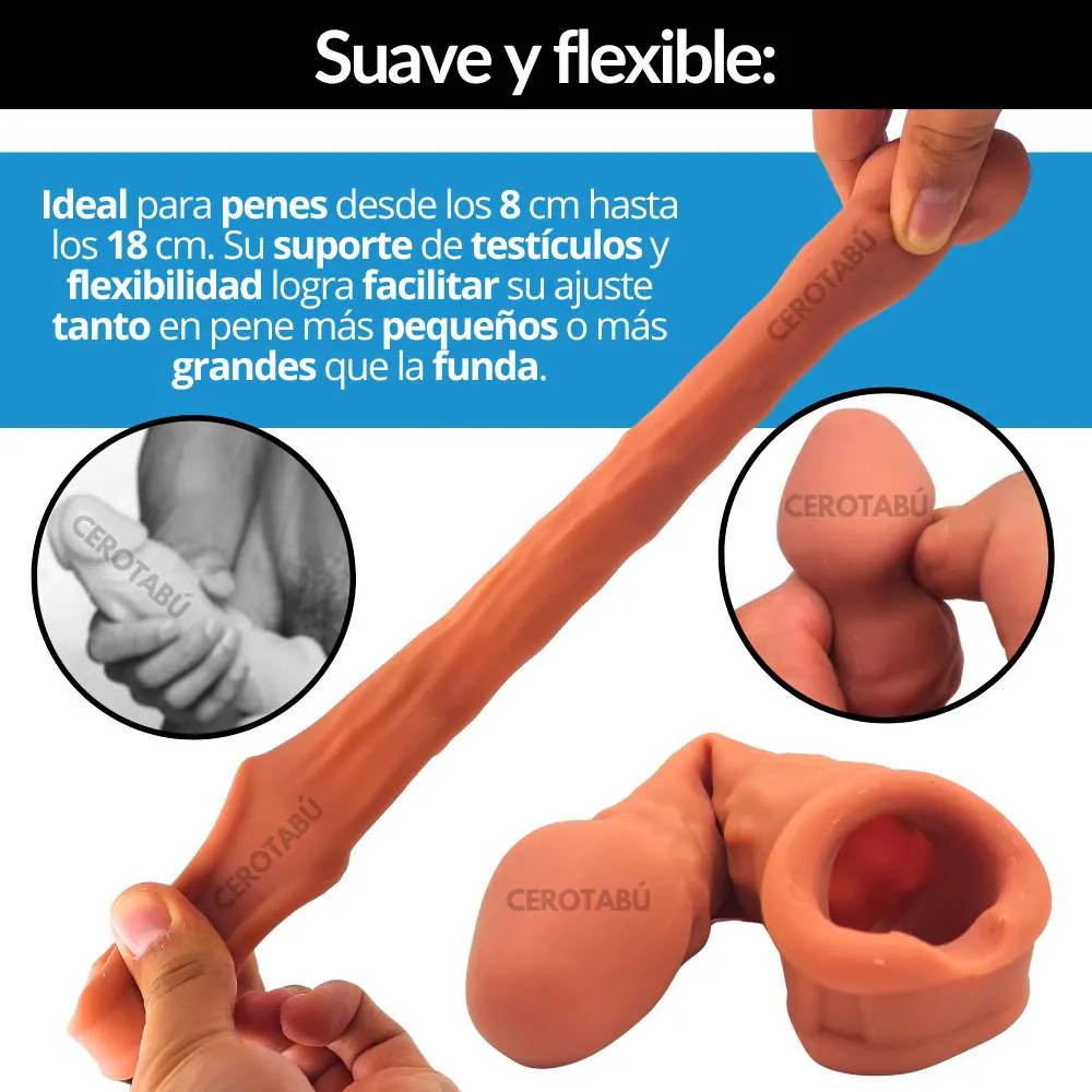 Funda Pene Condón Texturizado +Tamaño Retardante Extensión 