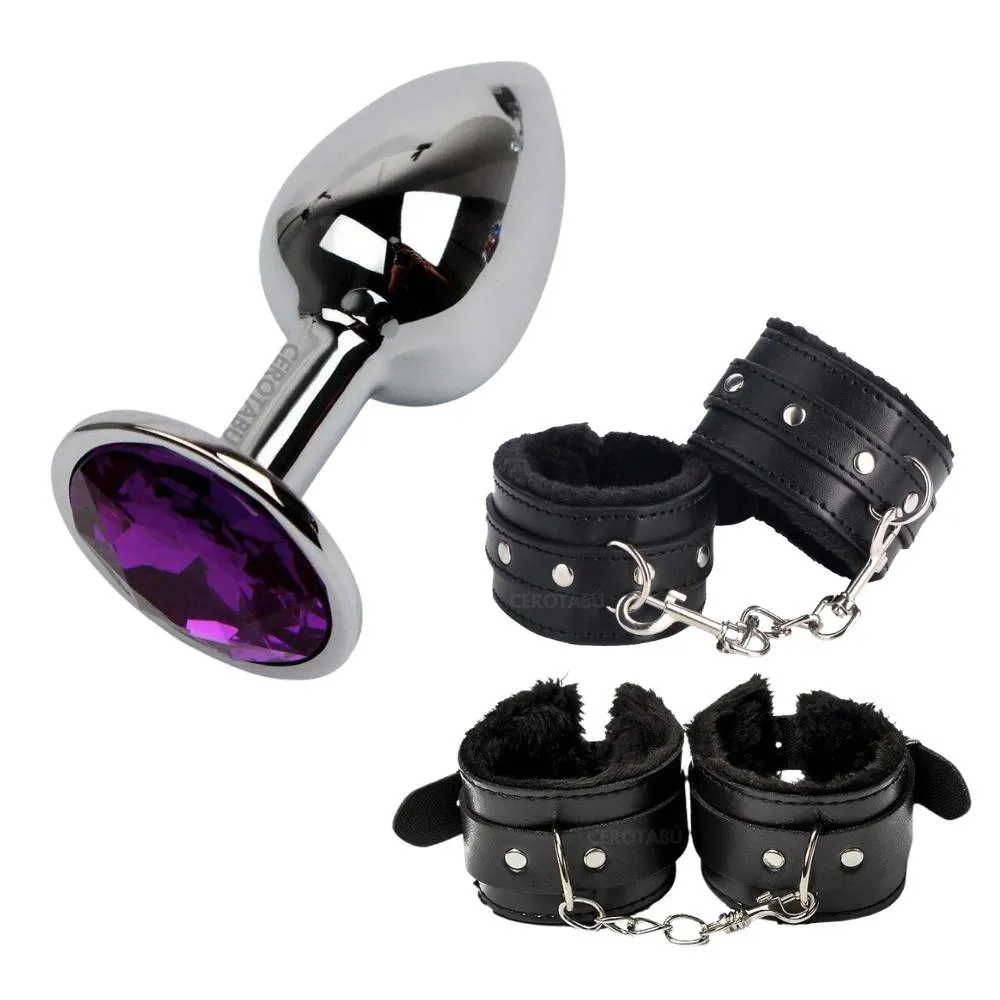 Kit Erótico Sexual Plug Anal + Esposas Manos + Esposas Pies