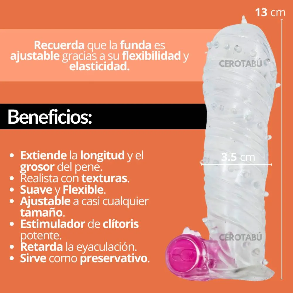 Funda Pene Con Vibración + Potenciador Sexual + Lubricante