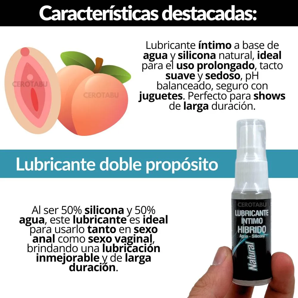 Lubricante Hibrido Base Agua Silicona Anal Vaginal 20ml