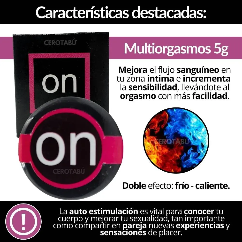 x3 Lubricante Multiorgasmos En Crema On +Placer +Sensibilidad