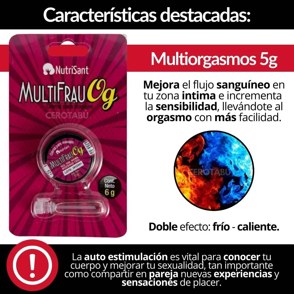 Lubricante Multiorgasmos +Sensibilidad +Placer 5g + Feromonas 