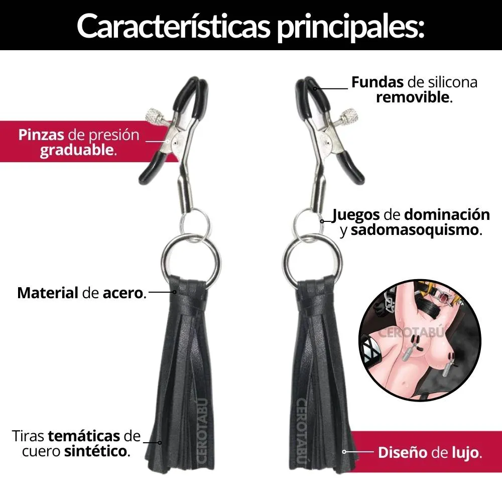 Pinza Pezoneras Bondage Fetiche Sado Ajustables BDSM 