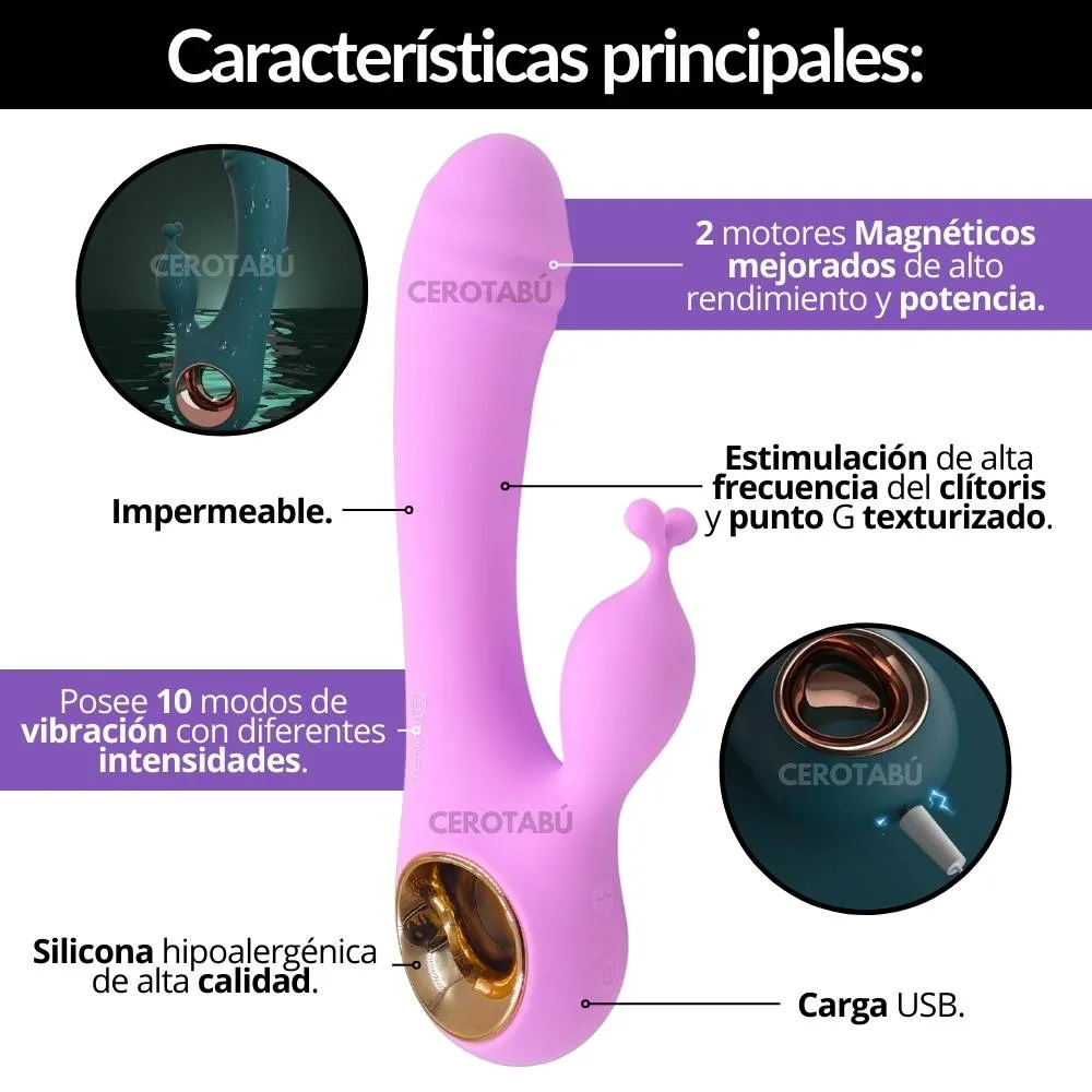 Vibrador Doble Estimulación Clítoris Punto G Recargable De Lujo