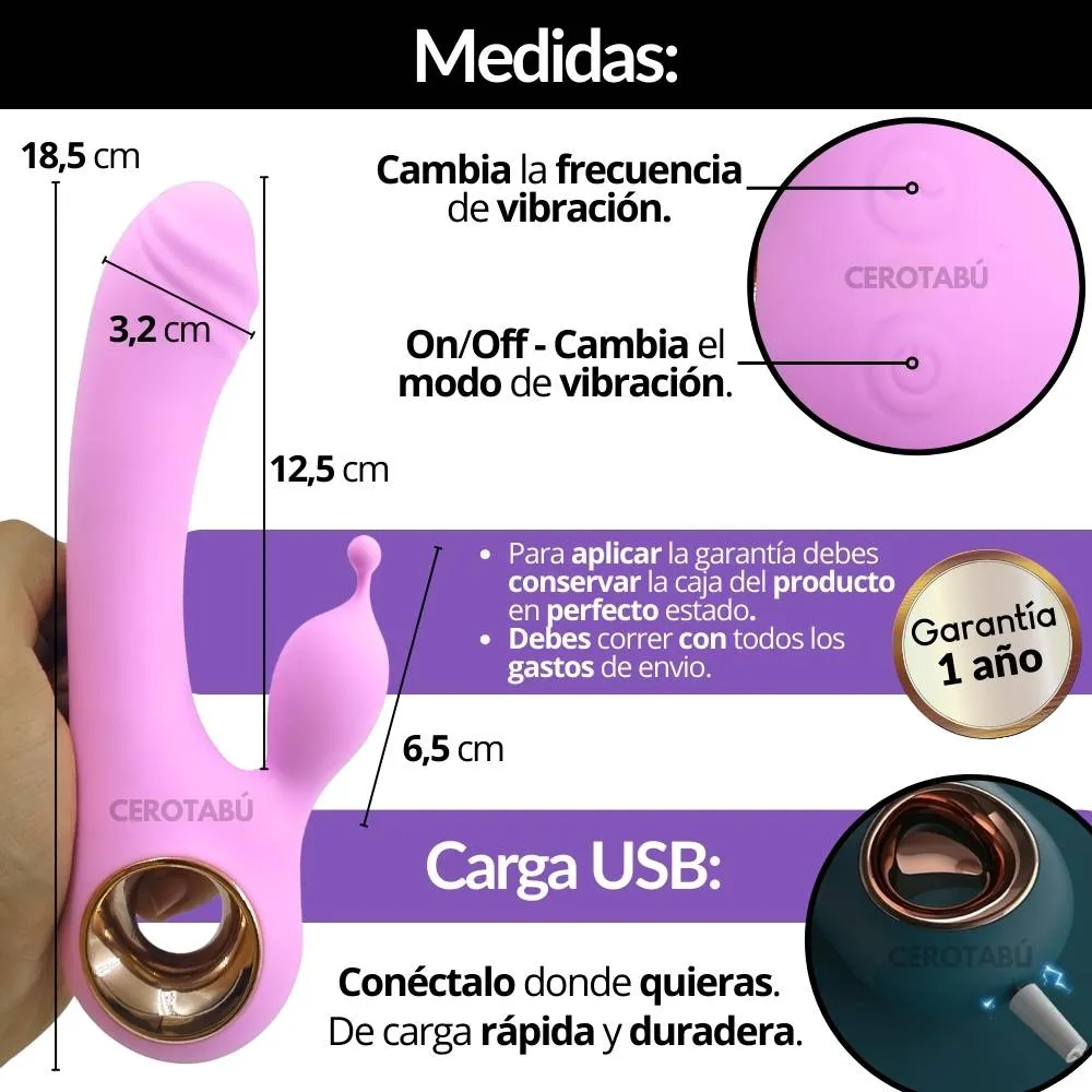 Vibrador Doble Estimulación Clítoris Punto G Recargable De Lujo