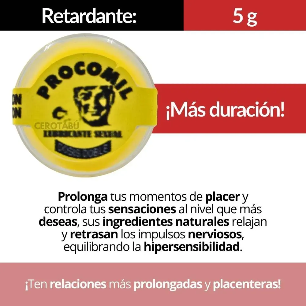 x3 Lubricante Crema Retardante Procomil 5 Gr + Duración