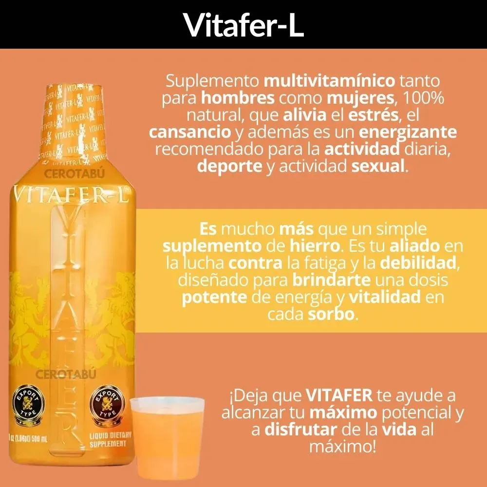 Potenciador Energizante Natural Unisex Vitafer Jarabe 500 ml 