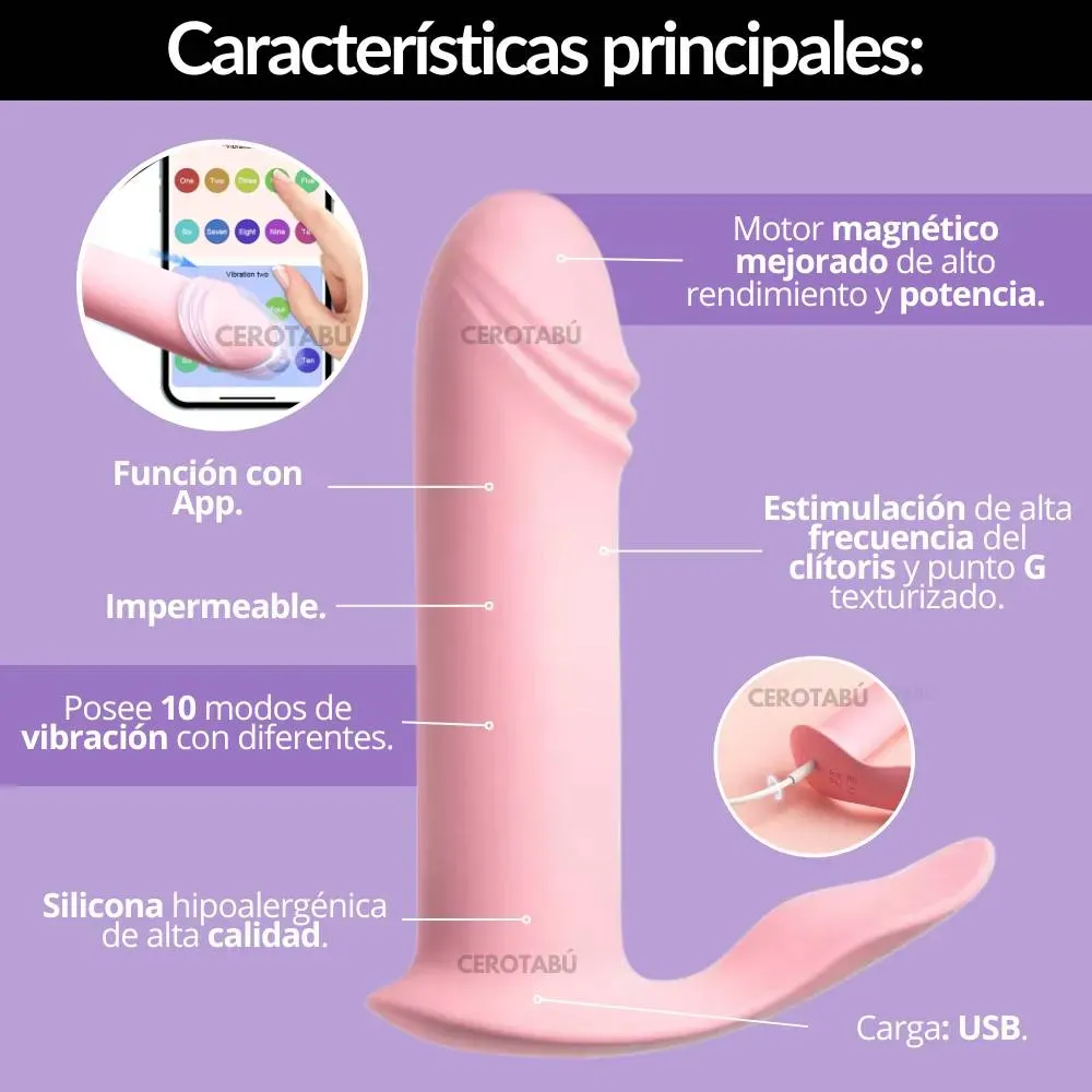 Vibrador Doble Estimulación Clítoris Punto G App Juguete Sexual