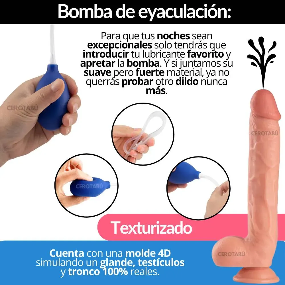 Dildo Pene Realista Grande Con Chupa Bomba Eyaculación 