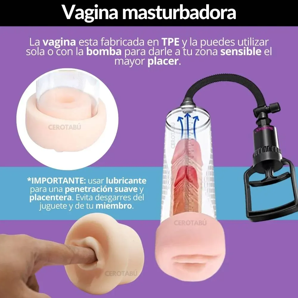 Bomba Succión Pene + Vagina + Potenciador +Lubricante + Feromonas