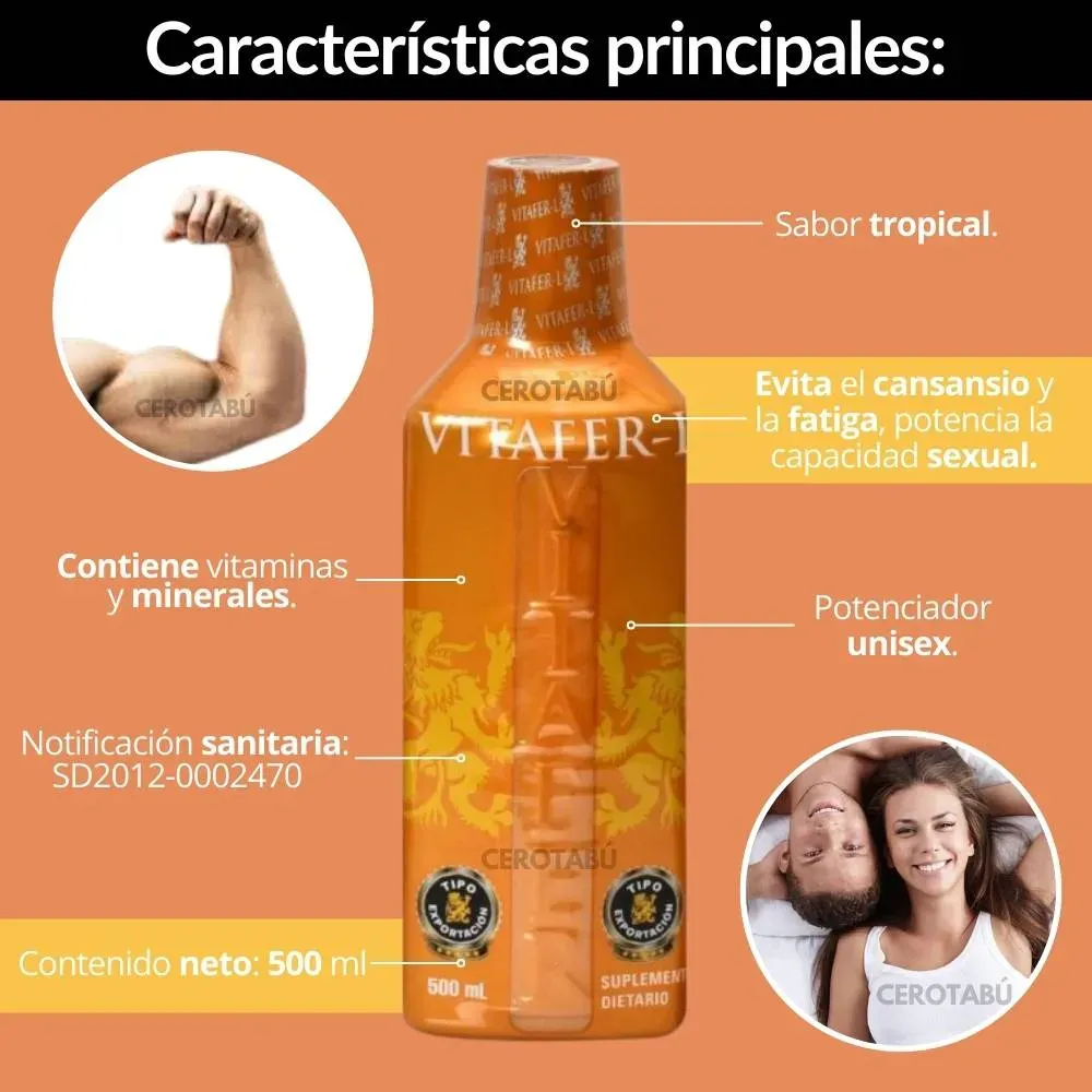 Potenciador Energizante Natural Unisex Vitafer Jarabe 500 ml 