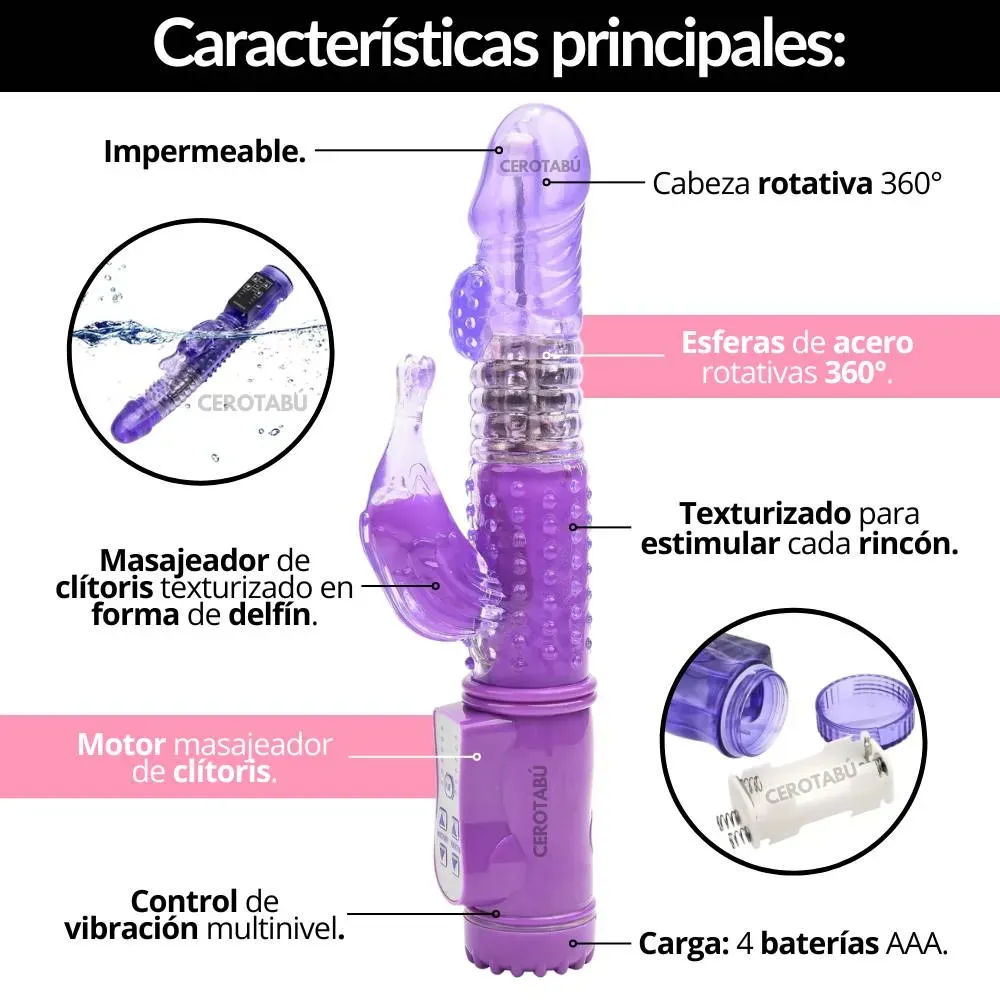 Vibrador Dildo Pene Textura Realista Graduable Juguete Sexual