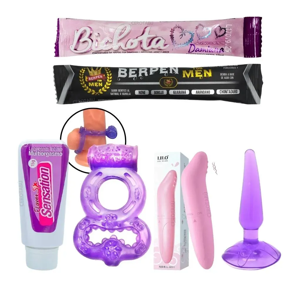 Kit 6 Piezas x2 Vibrador Bala Anillo Plug Potenciador Multiorgasmos