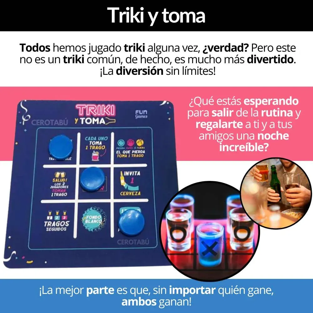 Juego De Mesa Adultos Triki Y Toma Para Parejas Para Beber