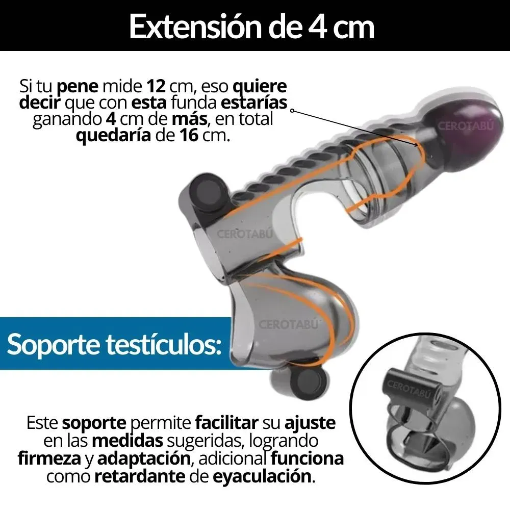 Funda Para Pene Retardante Con Extensión Vibrador Potente 