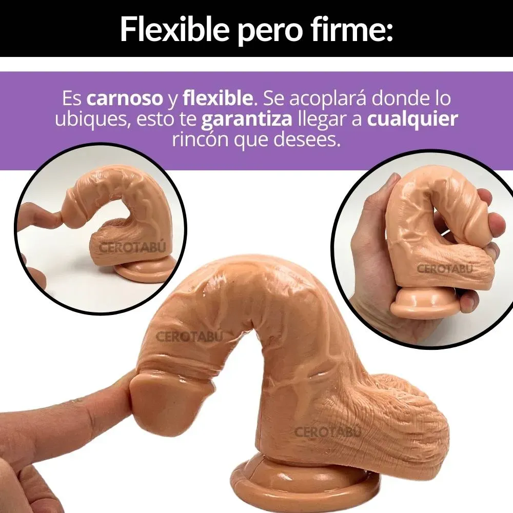 Dildo Consolador Pene Realista Adherente Silicona Biomédica 18cm